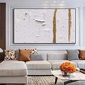 preiswerte Landschaftsgemälde-3D-Ölgemälde in Gold, handgefertigt, abstrakt, braun und weiß, Kunst-Ölgemälde auf Leinwand, handgemalt, goldweißes Gemälde, modernes Struktur-Ölgemälde, Wanddekoration für Schlafzimmer, Wohnzimmer,