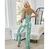 halpa Naisten haalarit-naisten pyjama solmioväri yksinkertainen mukava pehmeä kotisänky polyesteri spandex mukava pyöreä pääntie pitkä housutasku kesäkevät kotiasut