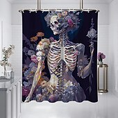 preiswerte Halloween Bad-Duschvorhänge &amp; Ringe Silber Moderne Polyester Wasserdicht
