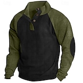 abordables Sudaderas Básicas_-Hombre Sudadera Sudadera con un cuarto de cremallera Albaricoque Negro Vino Verde Ejército Rojo Media cremallera Bloque de color Deporte Diario Festivos Pana Ropa de calle Básico Casual Primavera