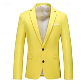 preiswerte Herren Klassische Blazer-Herren Abschlußfeier Blazer Geschäft Cocktailparty Hochzeitsfeier Mode Lässig Frühling &amp; Herbst Polyester Einfarbig Knöpfe Tasche Bequem Einreihig Blazer Hellrosa Gelb Rosa Königliches Blau