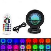 cheap Sunset Projector Lamp-Mini Sunset LED Projector Light with Remote Control 16 Colors Sunset LED Light Arc Lamp USB Atmosphere Lighting Project for Decoration