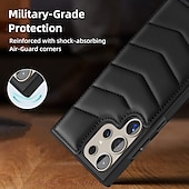 abordables Carcasas Samsung-teléfono Funda Para Samsung galaxia S24 Ultra Plus S23 Ultra Plus S22 Plus Ultra S25 Ultra Funda Trasera con Soporte Soporte de carga inalámbrica Ranura para tarjetas Retro TPU Cuero de PU