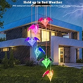 cheap Landscape Lights-Bat Solar Wind Chimes for Outdoor, Waterproof Color-Changing LED Memorial Bat Wind Chimes Women Gifts for Mom, Automatic Light Sensor Windchimes Birthday Gifts for Party Yard Garden