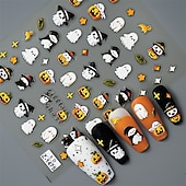 levne Halloween samolepky-5D embosované nálepky na nehty s halloweenskou dýní – děsivý a detailní dýňový design pro strašidelnou manikúru a nail art