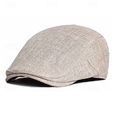 preiswerte Herrenhüte-Herren Schiebermütze Baskenmütze Ascot-Hut Ballonmütze Braun Beige Leinen Modisch Brautkleider schlicht Strasse Täglich Glatt Einstellbar Sonnenschutz Atmungsaktiv