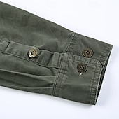 voordelige Werkhemden voor heren-Voor heren Overhemd Werkkleding shirts Werkhemden Overhemd met knopen Cargoshirt Zwart khaki Leger Groen Donkerblauw Beige Lange mouw Effen Revers Vakantie Feestdagen Voorvak Kleding Modieus Casual