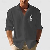 economico camicia da uomo con bottoni-Per uomo Camicia a nido d&#039;ape Camicia Estiva Camicia casual Camicia a maglia a nido d&#039;ape Bianco Verde chiaro Rosa Grigio scuro Albicocca Manica Lunga Testurizzato Moda Collo ripiegato Vacanza Ferie