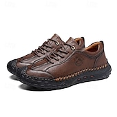 cheap Men&#039;s Sneakers-Men&#039;s Brown Faux Leather Casual Shoes with Handcrafted Stitching and Durable Rubber Sole for Outdoor Activities