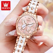 levne Quartz hodinky-olevs 5610 dámské hodinky elegantní módní kamínková luneta keramický řemínek náramkové hodinky vodotěsné svítící automatické hodinky