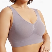 baratos Sutiã Esportivo-Mulheres Sustentação Leve Sutiã Esportivo Sutiã de corrida Sem costas Good Top Acolchoado Ginástica Esportes Relaxantes Corrida Respirável Leve Macio Preto Branco Rosa claro Cor Sólida