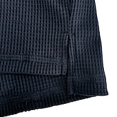 economico T-shirt in maglia waffle-Per uomo Camicia a nido d'ape Camicia a Maniche Lunghe Manica Lunga Girocollo Autunno &amp; Inverno Semplice Quadri Abbigliamento Sportivo Casual Sport Ricreativo Uscire Palestra Nero Bianco Borgogna