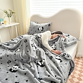 abordables Couvertures de lit-Couverture de lit en velours de coton avec motif panda - ultra douce et confortable pour un confort en toute saison - imprimé panda adorable et fantaisiste - parfait pour ajouter une touche de fun à votre chambre