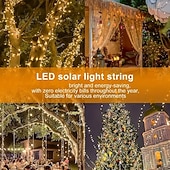 お買い得  太陽光発電-ソーラーパワーのカラフルなストリングライト 39.37フィート/12メートル 100個のLED付き 8つの照明モード 防水 屋外装飾 ハロウィン ガーデンパーティー 休日 ソーラーストリングライト 屋外 屋内装飾 1/2個