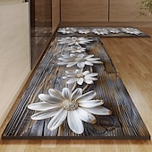 preiswerte Küchenteppiche &amp; Matten-Küchenteppich mit Gänseblümchenmuster, rutschfeste, ölbeständige Bodenmatte, Wohnzimmerteppich, Indoor-Outdoor-Matte, Schlafzimmerdeko, Badezimmermatte, Eingangsteppich, Türmatte