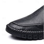 preiswerte Slipper Schuhe-Herren Loafer &amp; Slip On Komfort Schuhe Handnähen Brautkleider schlicht Outdoor Täglich Mikrofaser Atmungsaktiv Halbschuhe Schwarz Braun Frühling
