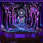 cheap Blacklight Tapestries-Blacklight Tapestry UV Reactive Glow in the Dark Glow Party Psychedelic Trippy Misty Colorful Waterfall Hanging Tapestry Wall Art Mural for Living Room Bedroom