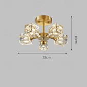 cheap Ceiling Lights-LED Ceiling Lights 3-Color Light Source 33cm 3/4/5/6-Light Semi Flush Mount Crystal Material Ceiling Plate Lighting Fixtures Luxury for Living room Dining room Study 110-240V