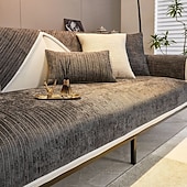 economico Coperte per divano-set di cuscini per divano in ciniglia moderno design semplice ed elegante in grigio quattro stagioni universale lussuoso copridivano antiscivolo perfetto per un look elegante e sofisticato