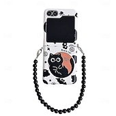 economico Cover Samsung-telefono Custodia Per Samsung Galaxy Capovolgi Z 6 Z Flip 5 Z Flip 4 Z Flip 3 Per retro con cinturino da polso Resistente agli urti Cartoni animati Gatto TPU PC