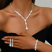 halpa Korusetit-Korusetti 4kpl Tekojalokivi Metalliseos Korvakorut Kaulakorut rannekorut Naisten Tyylikäs söpö tyyli siro Geometrinen Geometrinen Korusetti Käyttötarkoitus Häät Vuosipäivä Ystävänpäivä