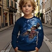 ieftine Animale 3D pentru băieți-Băieți 3D Grafic Animal Tricou Manșon Lung Primăvară Toamnă Modă De Bază Copii 4-12 ani Stil Nautic În aer liber Casual Zilnic Fit regulat