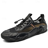 economico Sneakers da uomo-scarpe da esterno da uomo in pelle marrone e rete con suola robusta: traspiranti e comode per l&#039;escursionismo e l&#039;abbigliamento casual
