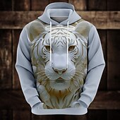 abordables Motif 3D-Homme Animal Drôle Sweat à capuche Sweats à capuche Sweatshirt Mode Frais manche longue À capuche Vacances Soirée Blanche Jaune Avec Poches Impression 3D Automne Hiver Designer