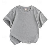 cheap Tees &amp; Shirts-Unisex Boys Girls&#039; 3D Solid Color Tee Short Sleeve Summer Spring Fashion Basic Kids 4-12 Years Crew Neck Outdoor Casual Daily Regular Fit