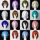 economico Parrucche da festa-parrucche sintetiche corte anime lisce con frangia, parrucca cosplay per feste in costume anime resistente alle alte temperature per uomini e donne