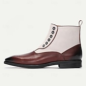 levne Prémiové kožené boty-pánské dvoubarevné prémiové semišové kotníkové boty z hovězí kůže na knoflíky – vintage brogue design, ideální pro retro akce a sofistikované běžné nošení
