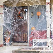 billige Halloween utendørsdekor-300 g halloween-dekorasjoner kunstig edderkoppnett stretchy spindelvev skummel fest halloween-dekorasjon for rekvisitter for bar hjemsøkt hus