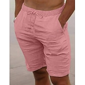 baratos Clássico-Homens Calção Shorts de verão Shorts de praia Com Cordão Cintura elástica Tecido Respirável Comprimento do joelho Ioga Praia Havaiana Casual Branco Verde