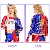 abordables Disfraces para parejas y grupos-Disfraces de harley quinn, conjunto de 13 piezas, joker 2, escuadrón suicida, disfraz de payaso, trajes con pelucas, accesorios bordados, película para niñas, cosplay, halloween, carnaval, fiesta de actuación