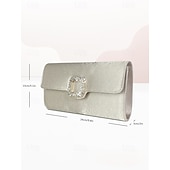 cheap Clutches &amp; Evening Bags-Women&#039;s White Satin Clutch with Rhinestone Buckle - Elegant Evening Bag for Special Occasions