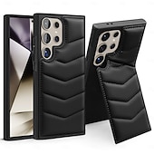 abordables Carcasas Samsung-teléfono Funda Para Samsung galaxia S24 Ultra Plus S23 Ultra Plus S22 Plus Ultra S25 Ultra Funda Trasera con Soporte Soporte de carga inalámbrica Ranura para tarjetas Retro TPU Cuero de PU