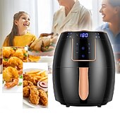 preiswerte Küchengeräte-Heißluftfritteuse 5,5 l Haushalts-Heißluftfritteuse mit großem Fassungsvermögen, 1300 W, große Feuerkraft, Timing, Touchscreen, LCD, elektrische Heißluftfritteuse mit Backgeschirr