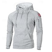 Men's Hoodie Polar Fleece Quarter Zip Hoodie Black Red Light Grey Dark Gray Hooded National Flag Pocket Sports & Outdoor Daily Holiday Streetwear Basic Casual Fall & Winter Clothing Apparel Hoodies 12
