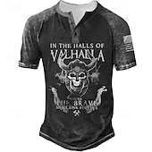 Χαμηλού Κόστους T-shirt Halloween-Ανδρικά Halloween Γραφική Νεκροκεφαλές Γράμμα Μπλουζάκι Πουκάμισο Henley Κοντομάνικα Κοντομάνικο 3D εκτύπωση Υψηλής Ποιότητας Βασικό Κλασσικό ΕΞΩΤΕΡΙΚΟΥ ΧΩΡΟΥ Καθημερινά Αθλητικά Καλοκαίρι