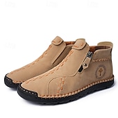 cheap Men&#039;s Slip-ons &amp; Loafers-Men&#039;s Casual Light Blue Leather Loafers with Unique Hand-Stitched Details and Zip Closure, Ideal for Daily Wear