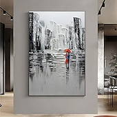 preiswerte Landschaftsgemälde-großes abstraktes Stadtgemälde handgemachtes urbanes Kunstgemälde handgemaltes Stadtskyline-Gemälde New York Skyline Ölgemälde New York City Gemälde Wandkunst großes abstraktes Gemälde