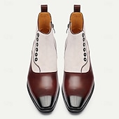 levne Prémiové kožené boty-pánské dvoubarevné prémiové semišové kotníkové boty z hovězí kůže na knoflíky – vintage brogue design, ideální pro retro akce a sofistikované běžné nošení