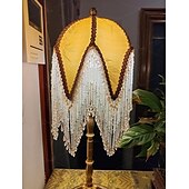 cheap Bedside Lamp-LED Table Lamp 3-Color Light Source Tassel Retro Fabric Bedside Lamp Premium Classic Victorian Style Nightstand Lamp with Beaded Fringe Trim for Bedroom Study 110-240V