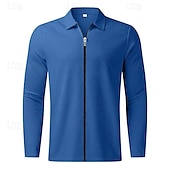 baratos Casacos &amp; Sobretudos para Homem-Homens jaqueta leve Jaqueta Waffle Jaqueta de Camisa Formal Casa Bolsos Primavera Outono Côr Sólida Ativo Neutra Colarinho de Camisa Padrão Tecido Waffle Branco Azul Cinzento Casaco