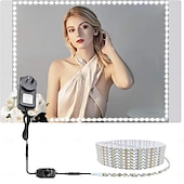 abordables Luces de tira de enchufe-Kit de luz LED para espejo de tocador, 2-5 metros, flexible, sin cortes, para tocador, espejo de tocador, vestidor, kit de tira flexible regulable con regulador de intensidad y fuente de alimentación,