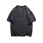 preiswerte Basic-T-Shirts-Herren Hemd T Shirt Kurzarmshirt Strick-T-Shirt Kurzarm Kragen Rundhals Frühling &amp; Sommer Einfach Mode Vintage-Stil Lässig Urlaub Lässig Ferien Schwarz Beige Kaffee Top T-Shirt für Herren