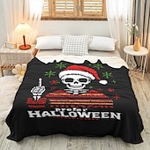 お買い得  ハロウィンの寝室-陽気なサンタ帽子の模様のハロウィーン用スローブランケット