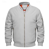 abordables Manteaux &amp; vestes-Homme Veste légère Bomber Coupe-vent Veste décontractée du quotidien Vacances Chaud Poche Automne hiver Plein Mode Classique Col Mao Normal Noir Vert Véronèse Bleu de minuit Gris Veste