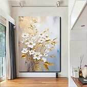 cheap Landscape Paintings-Handmade Oil PaintingCanvasWall Art DecorationAbstract Knife PaintingFlowers WhiteFor Home Decor Rolled Frameless Unstressed Painting