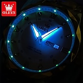 cheap Quartz Watches-New Olevs Brand Men&#039;S Luminous Commercial Business Steel Belt Watch Calendar Week Display Fashion Trend Waterproof Simple Leisure Quartz Watch Diamond-Shaped Mirror Sports Watch
